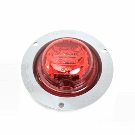 TRUCK-LITE High Profile, Led, Red Round, 8 Diode, Marker Clearance Light, Pc, Gray Polycarbonate Flange 10279R